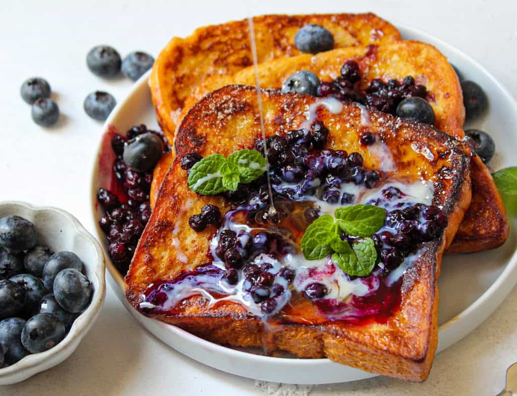 Cinnamon French Toast with Blueberry Brew Compote