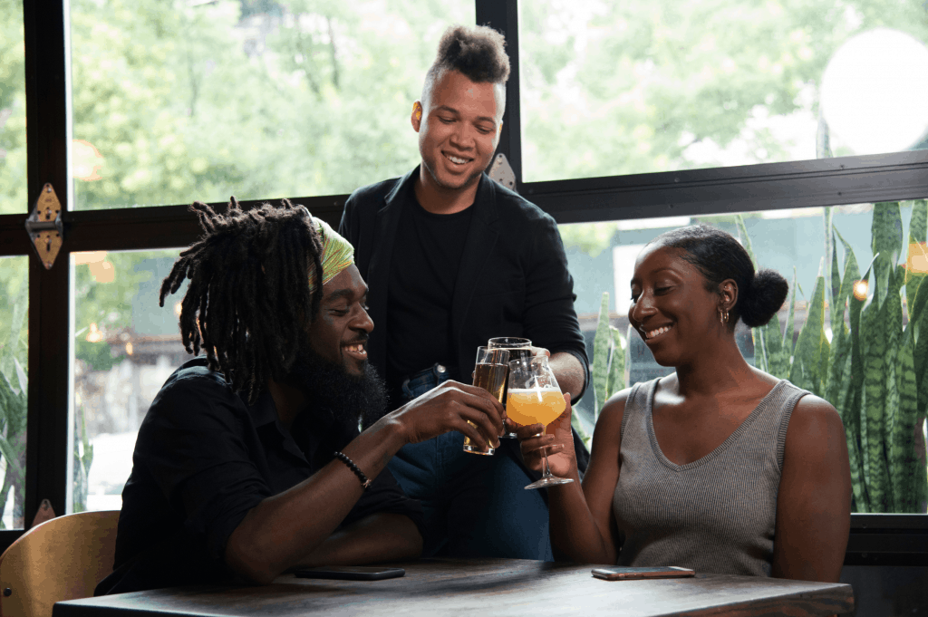 Friends Drinking at a Bar