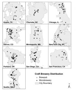 Photo: Brewery location map in 10 populated cities.